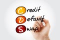 CDS â Credit Default Swap acronym with marker, business concept background
